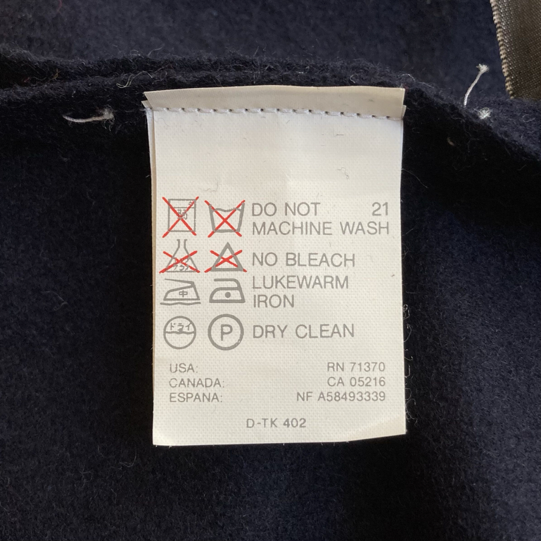 イタリア製 ビンテージ ウールメルトン 2way フーディー ロングコート 紺