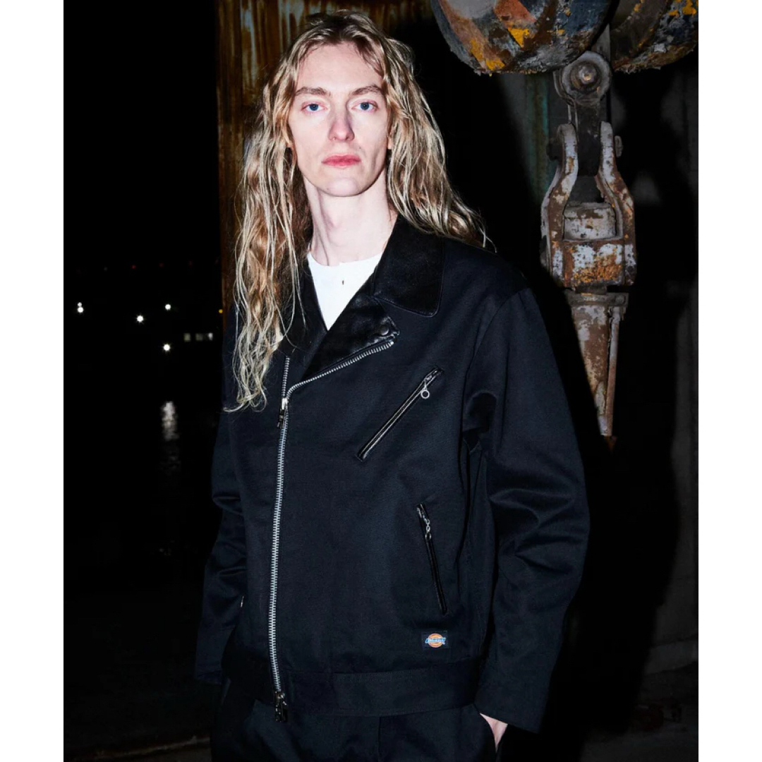 Dickies - SCHOTT DICKIES レザーコンビ ダブルライダース ブラック M