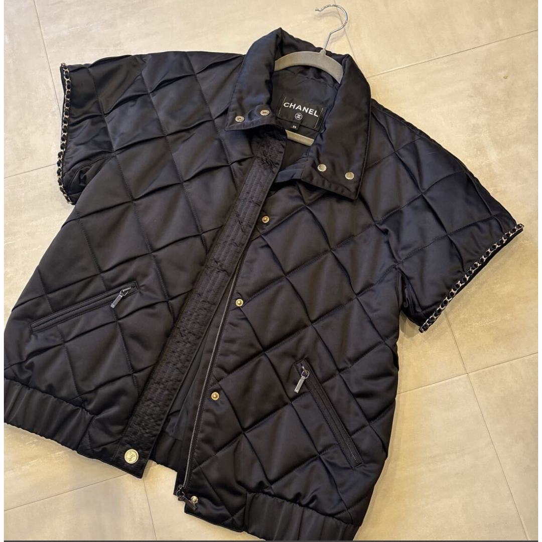 CHANEL - シャネル CHANEL ブラックキルティング チェーン ブルゾン