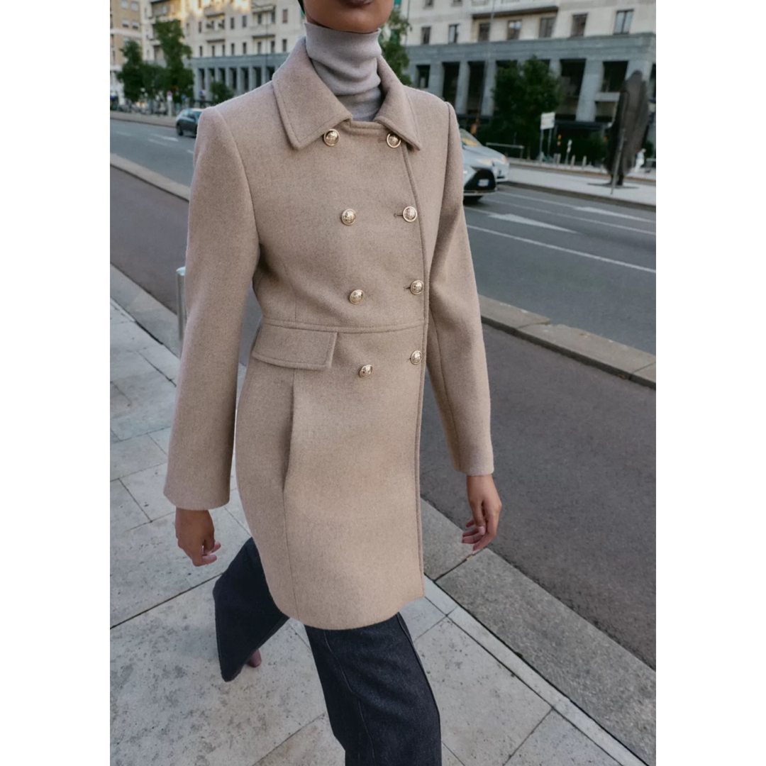 ZARA - ZARA 新品 ウール混紡ショート丈ダブルブレストコートの通販 by