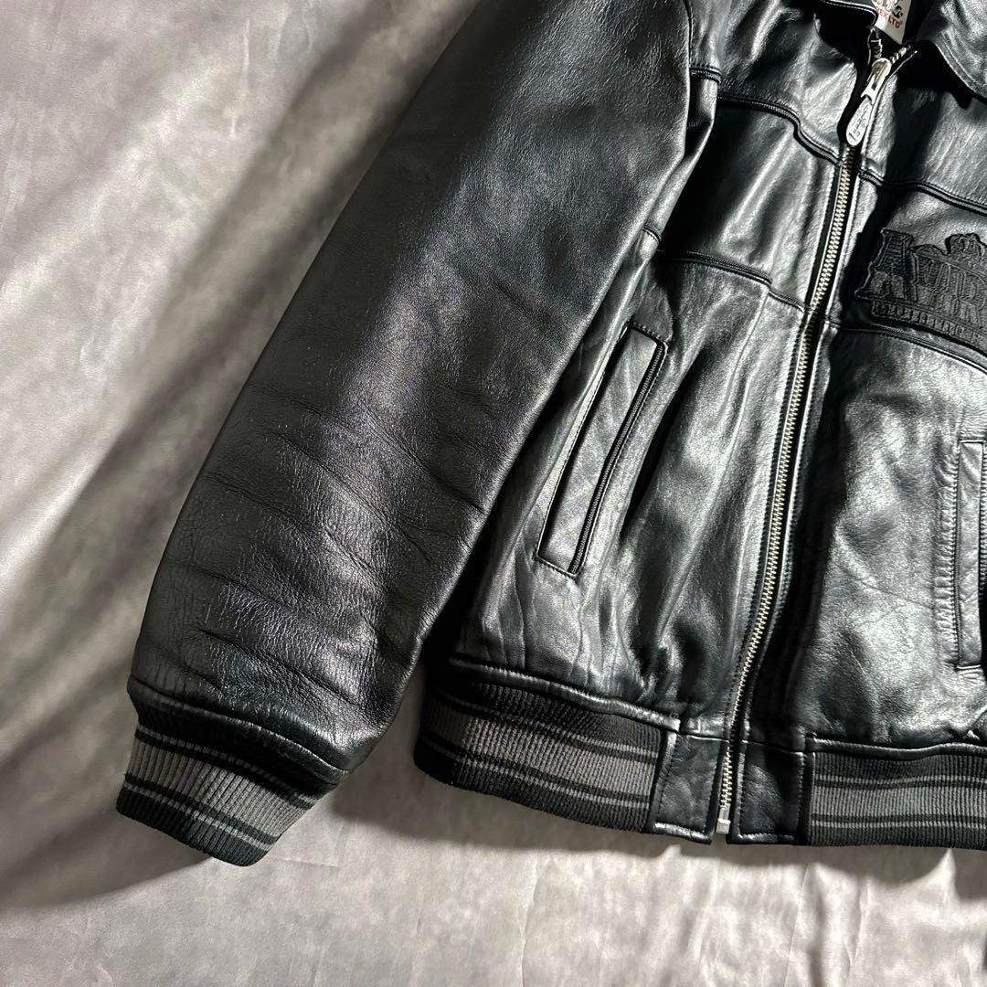 AVIREX - アヴィレックス オールブラック ヴァーシティー レザー