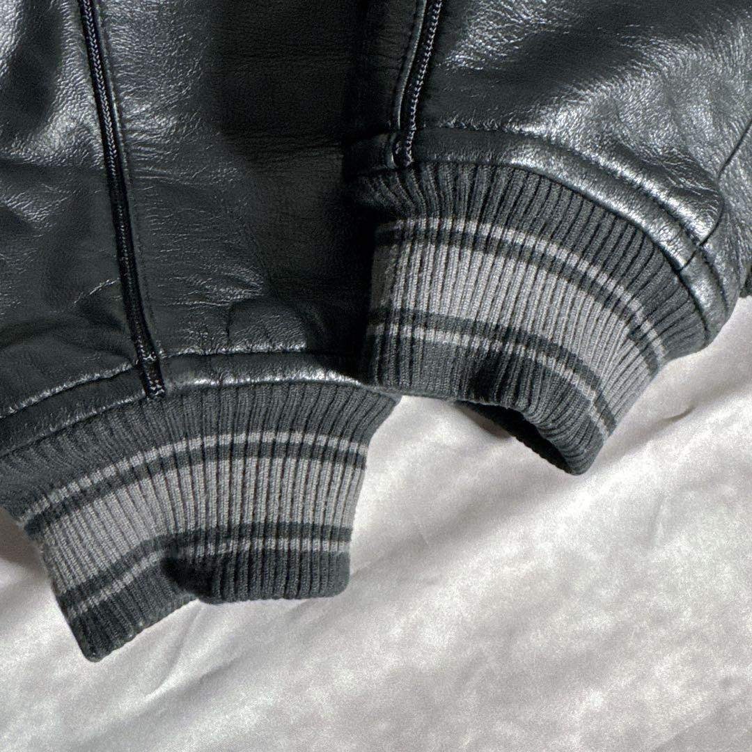 AVIREX - アヴィレックス オールブラック ヴァーシティー レザー