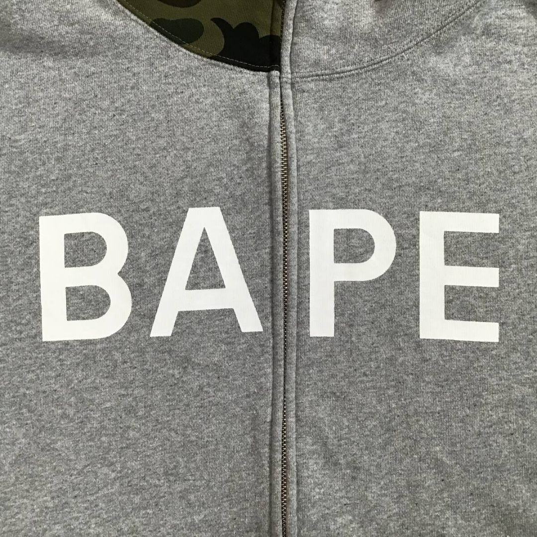 A BATHING APE - BAPE LOGO シャーク パーカー グレー a bathing apeの