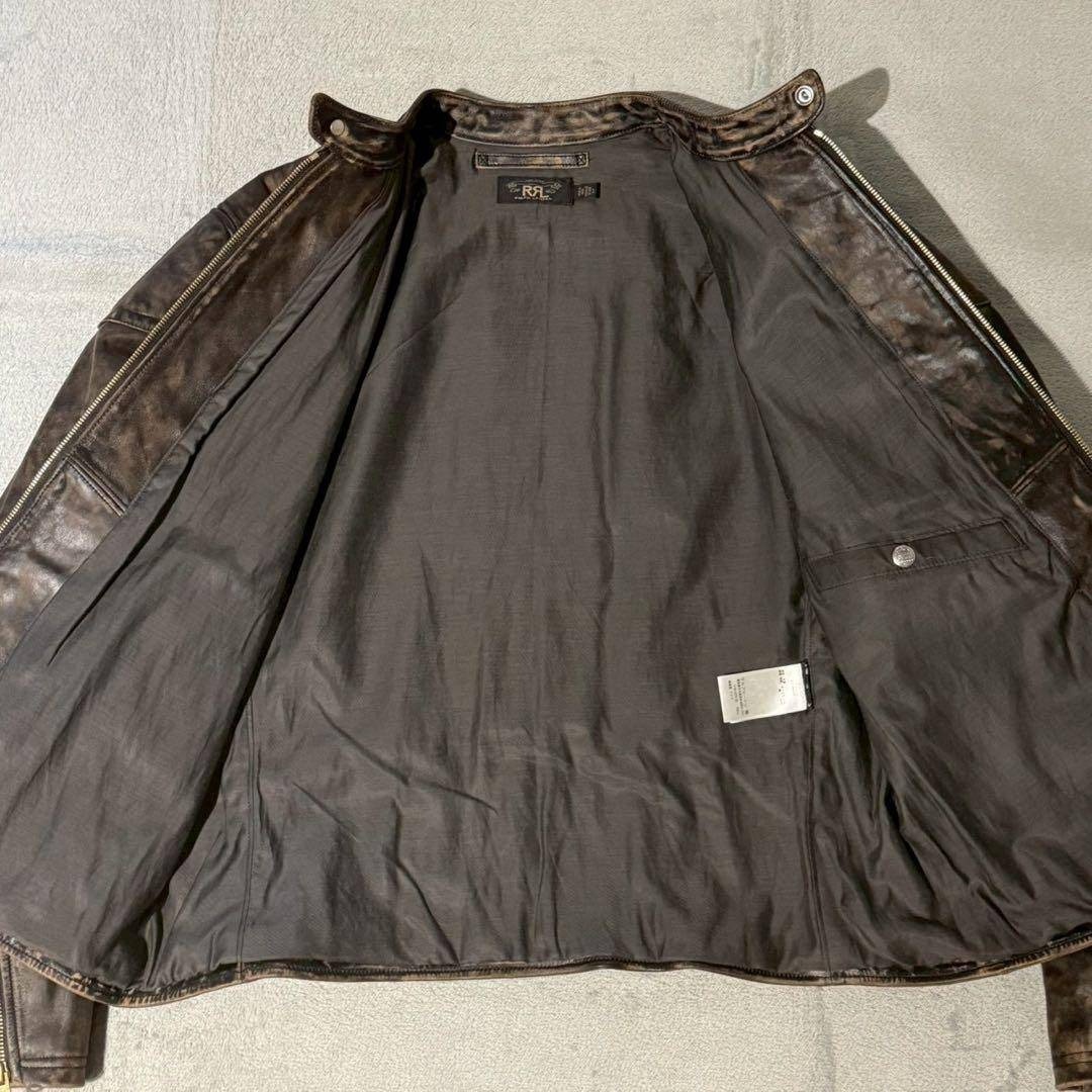 RRL - RRL ダブルアールエル スリムフィット レザー モトジャケット L