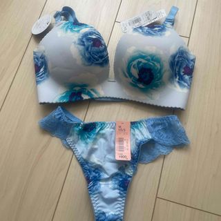 aimer feel - エメフィール♡C70黒レース水色ストライプブラパンティ