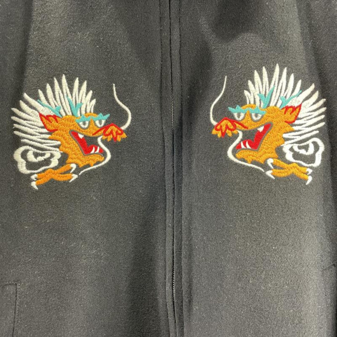 中古】HOUSTON MELTON TOUR JACKET DRAGON BLACK サイズL メルトン