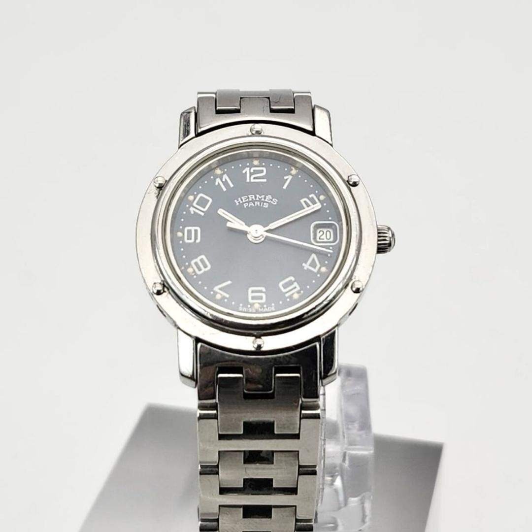 HERMES - エルメス クリッパー 腕時計 ネイビー文字盤 レディース