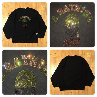 A BATHING APE - BAPE スワロフスキー カレッジロゴ 長袖スウェット