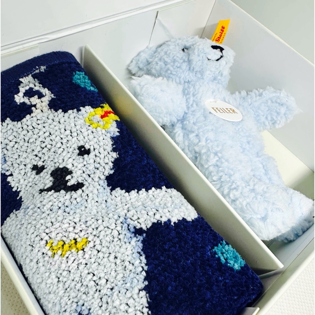 FEILER - FEILER シュタイフ テディベア ハンカチセット ブルー系 未