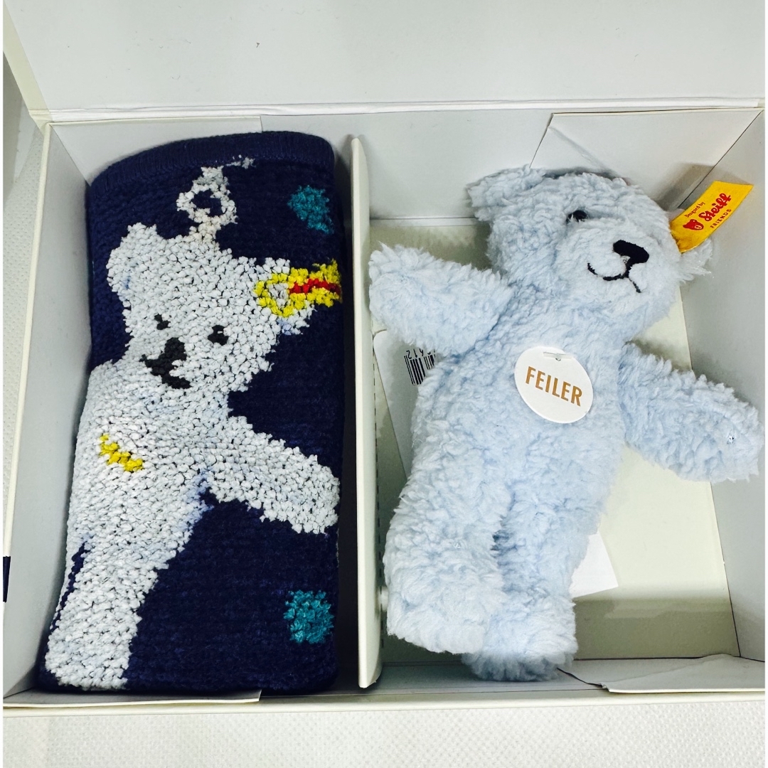 FEILER - FEILER シュタイフ テディベア ハンカチセット ブルー系 未