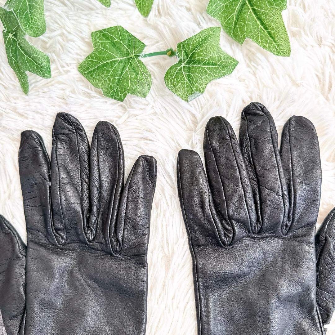 HERMES - 鑑定済み HERMES エルメス レザー グローブ 手袋 ブラック