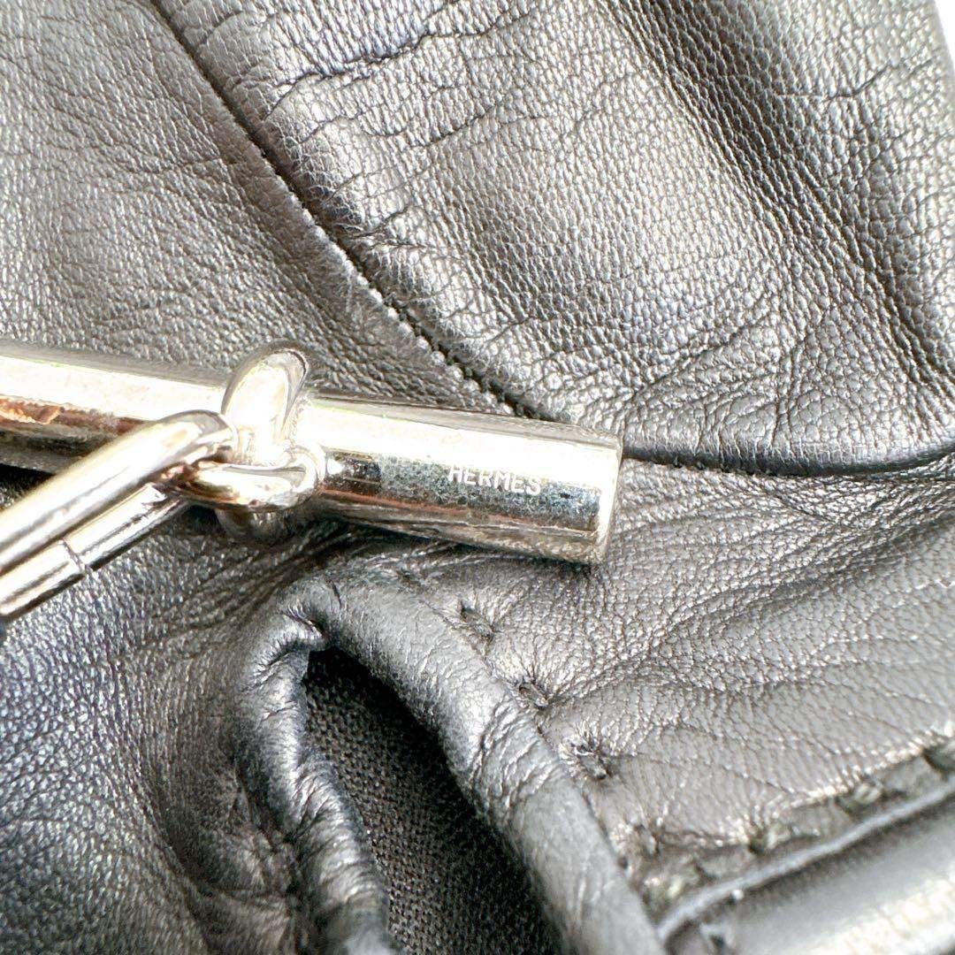 HERMES - 鑑定済み HERMES エルメス レザー グローブ 手袋 ブラック
