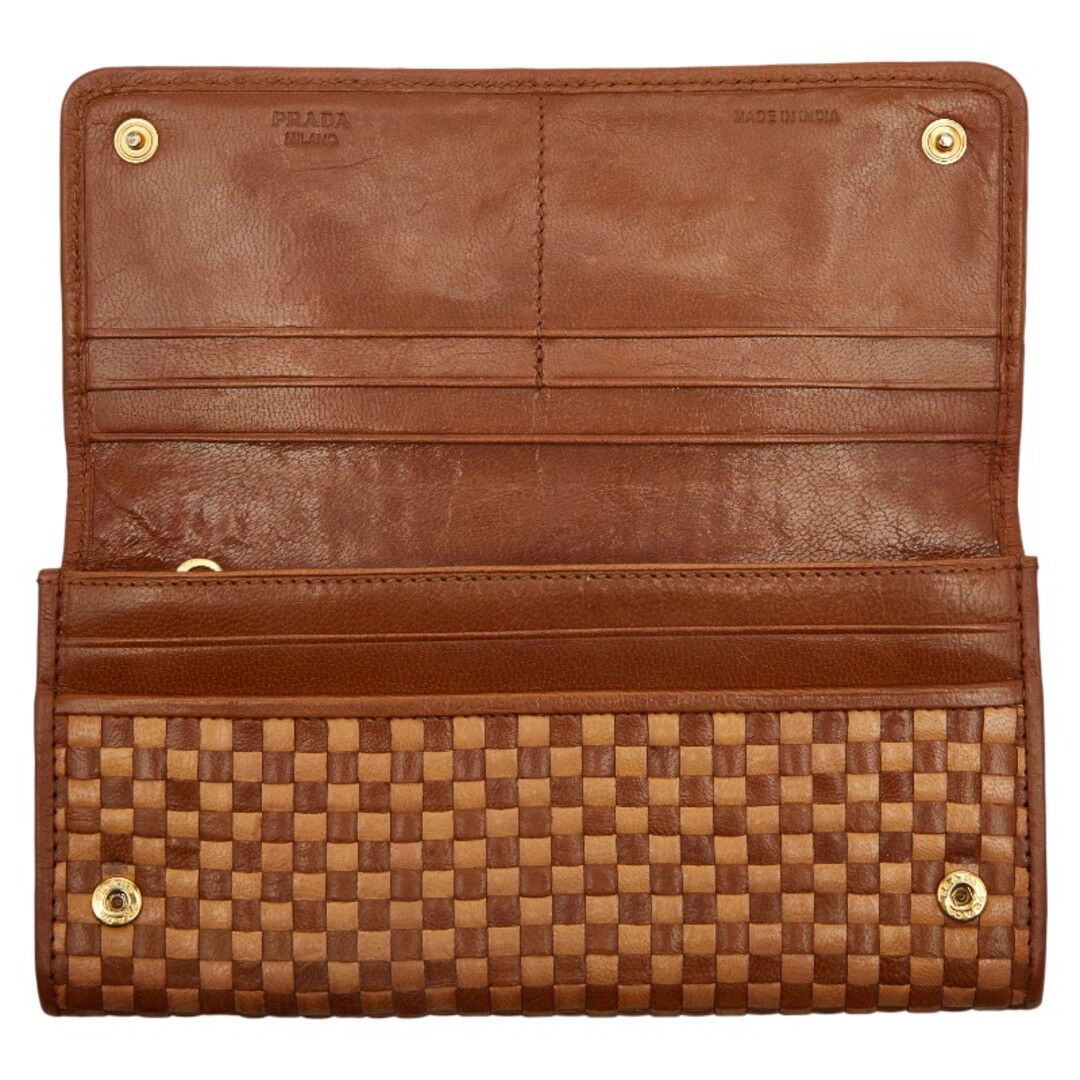 PRADA - プラダ ロゴ 編み込み 三角ロゴプレート 長財布 レザー