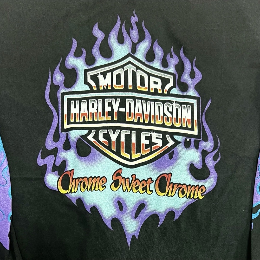 Harley Davidson - USA製 ハーレーダビットソン ブルーフレイム ロンT