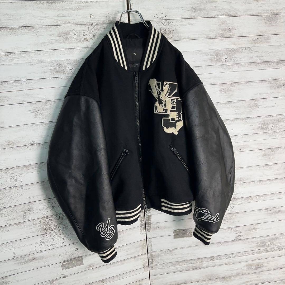 11937【美品・XLサイズ】Y-3 刺繍ロゴレターマンジャケット スタジャン