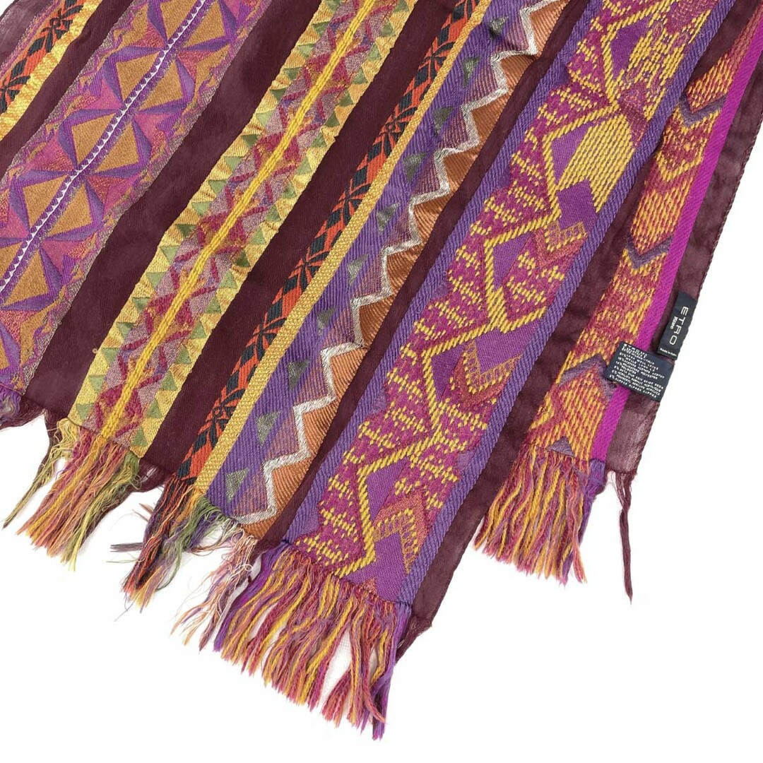 ETRO - ETRO エトロ 大判ストール/ショール 幾何学模様/ウール×シルク