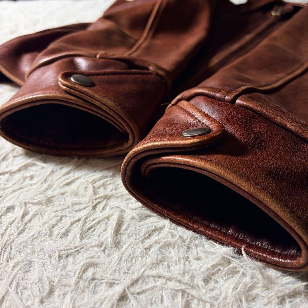 雰囲気抜群】B-McCOY'S ライダースジャケット ステアハイド 赤茶 40の