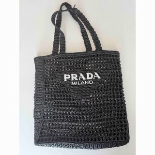 PRADA - ☆新品☆PRADA プラダ☆ラフィア トートバッグ 黒 カゴバッグ