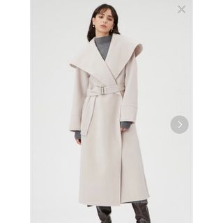 FRAY I.D - FRAY IDウールカシミアバイカラーリバーコート ベージュ