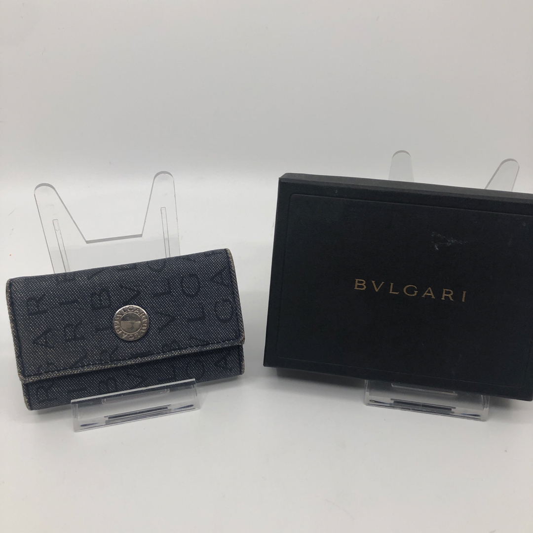 BVLGARI - BVLGARI ブルガリ 6連キーケース（5連） デニム×レザー ロゴ