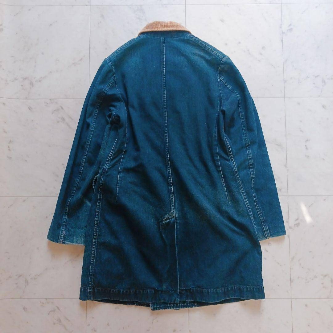 45R - 45R インディゴ デニムコート コーデュロイ襟 ダブルボタンの