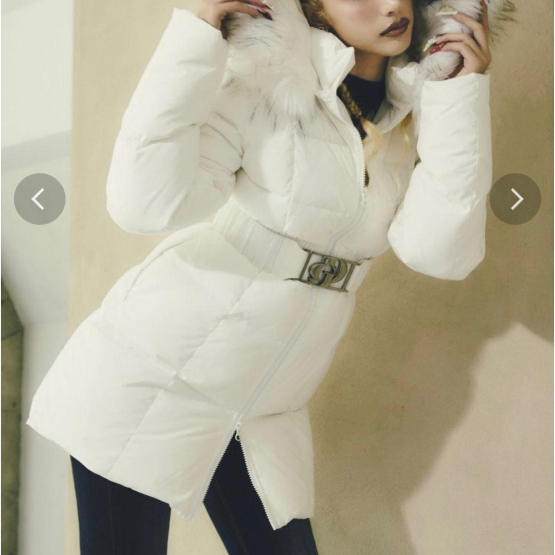 GYDA - GYDA 新品 ベルト付ロングダウンコート Mサイズ ファー付き