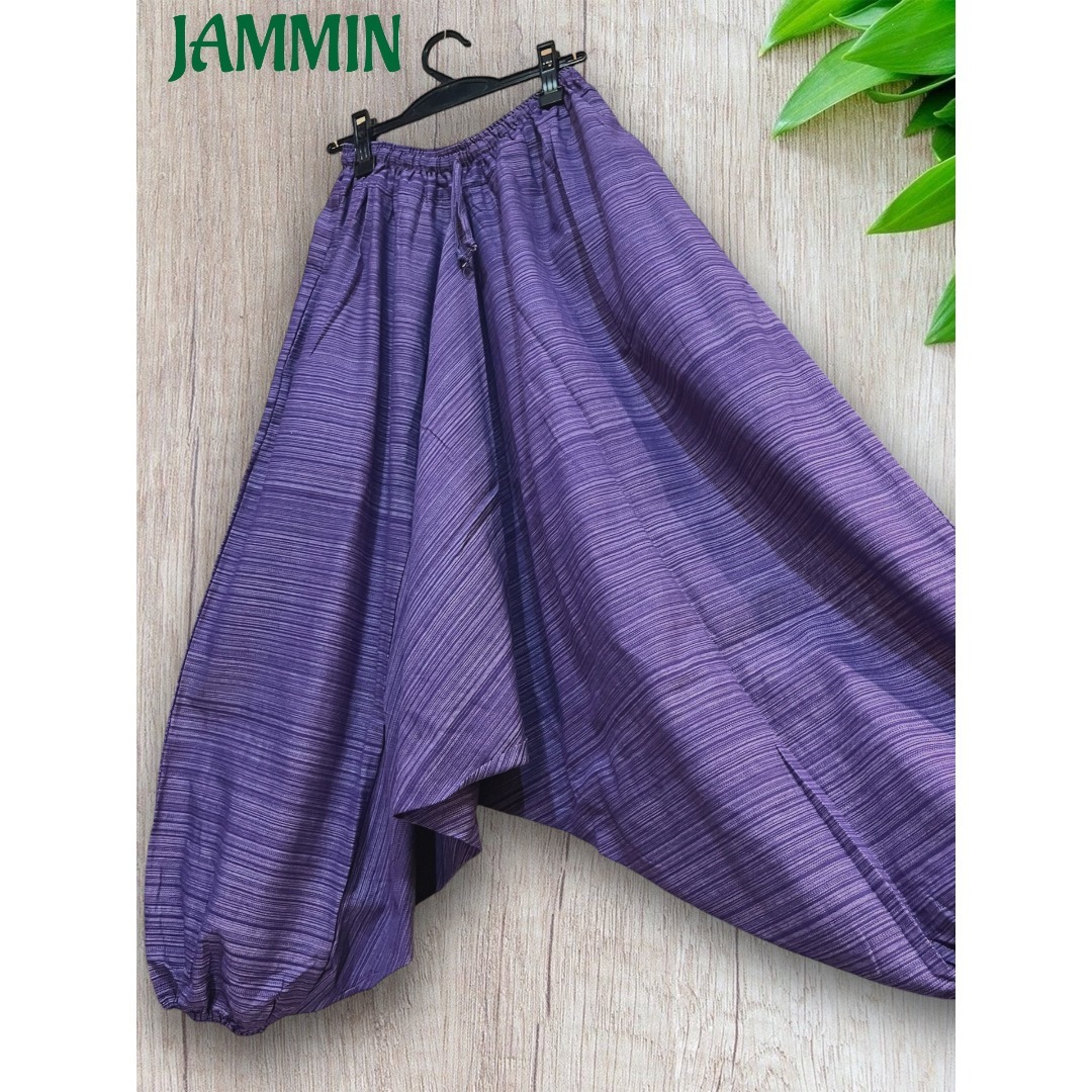 織り柄サルエルパンツ 紫 パープル アジアン サルエルパンツの通販 by