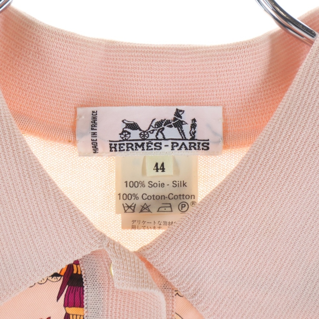 HERMES - HERMES エルメス シルク切替 ニットポロシャツ ピンクの通販