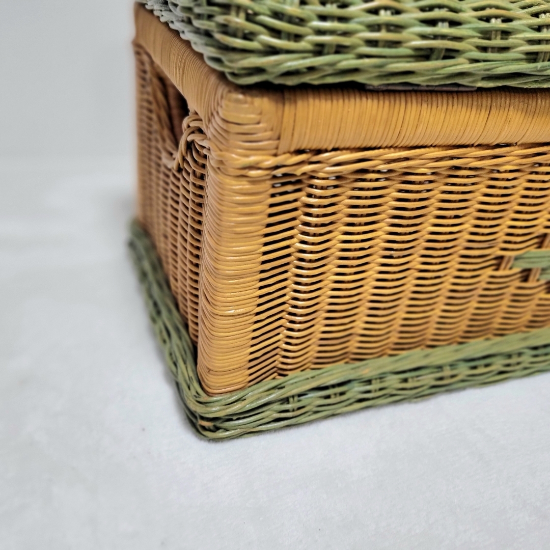 ラタン 収納ボックス 籐家具 昭和レトロ ヴィンテージ アンティークの
