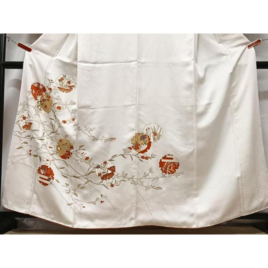 平和屋着物□訪問着 駒刺繍 雪輪枝花文 金彩 正絹 逸品 CABD6885xeの