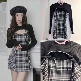 michellMacaron - ミシェルマカロン 千鳥柄ニットワンピースの通販 by