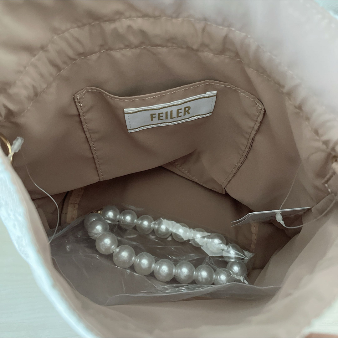 FEILER - FEILER ハイジ レース巾着バッグ ホワイトの通販 by nemui