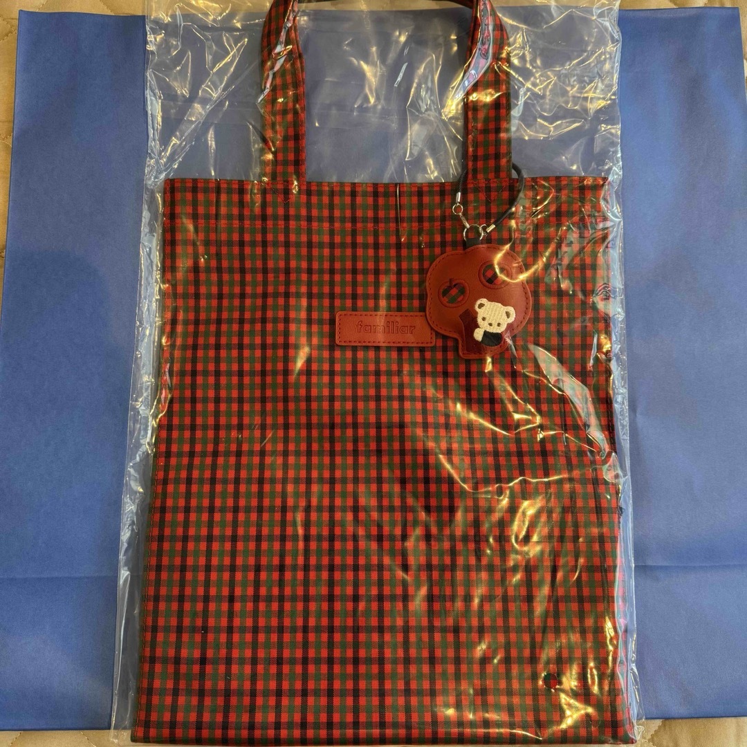 familiar - ファミリア トートバッグ 大 赤系チェックの通販 by mari