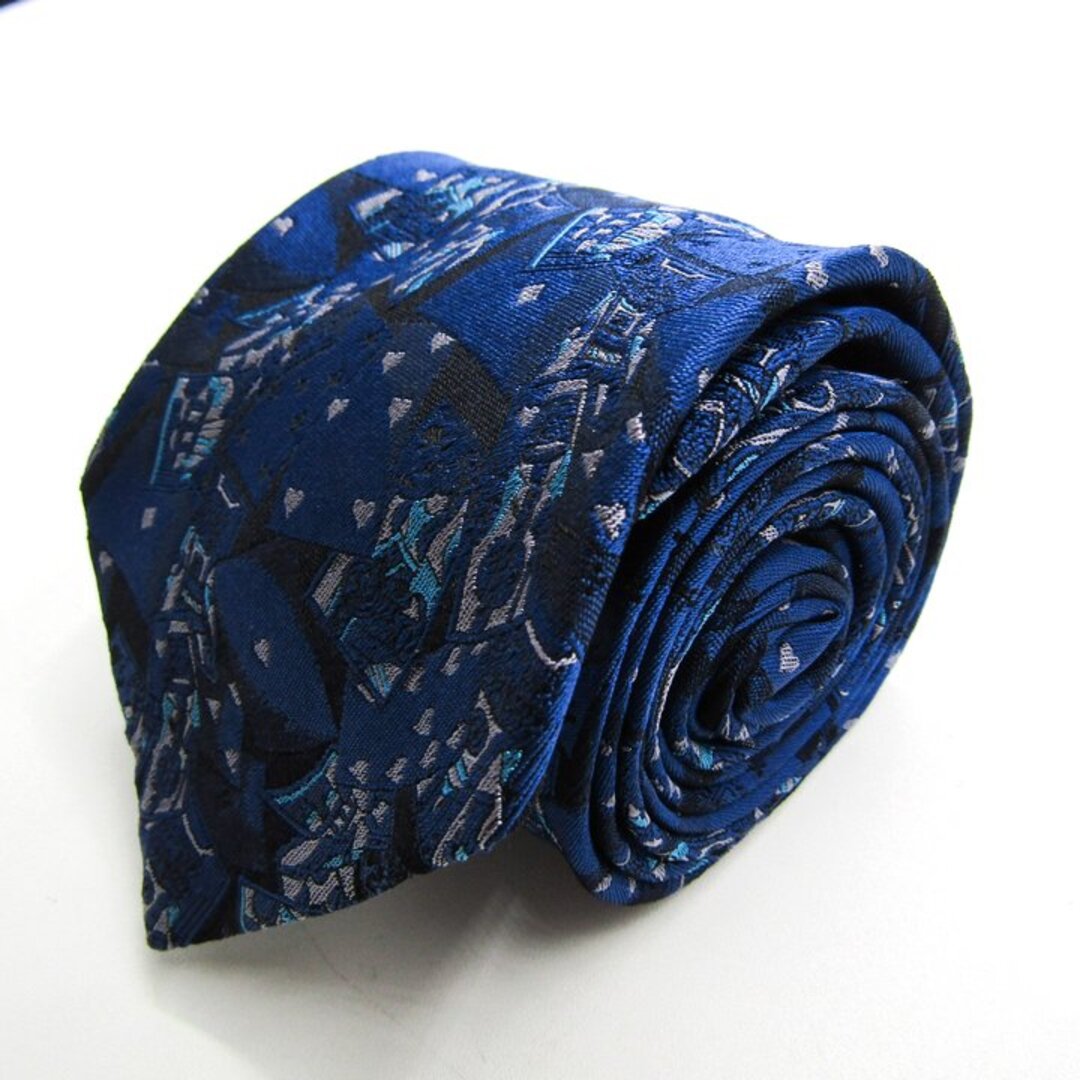 ドミニクフランス クラウン ブランド ネクタイ 総柄 パネル柄 シルク