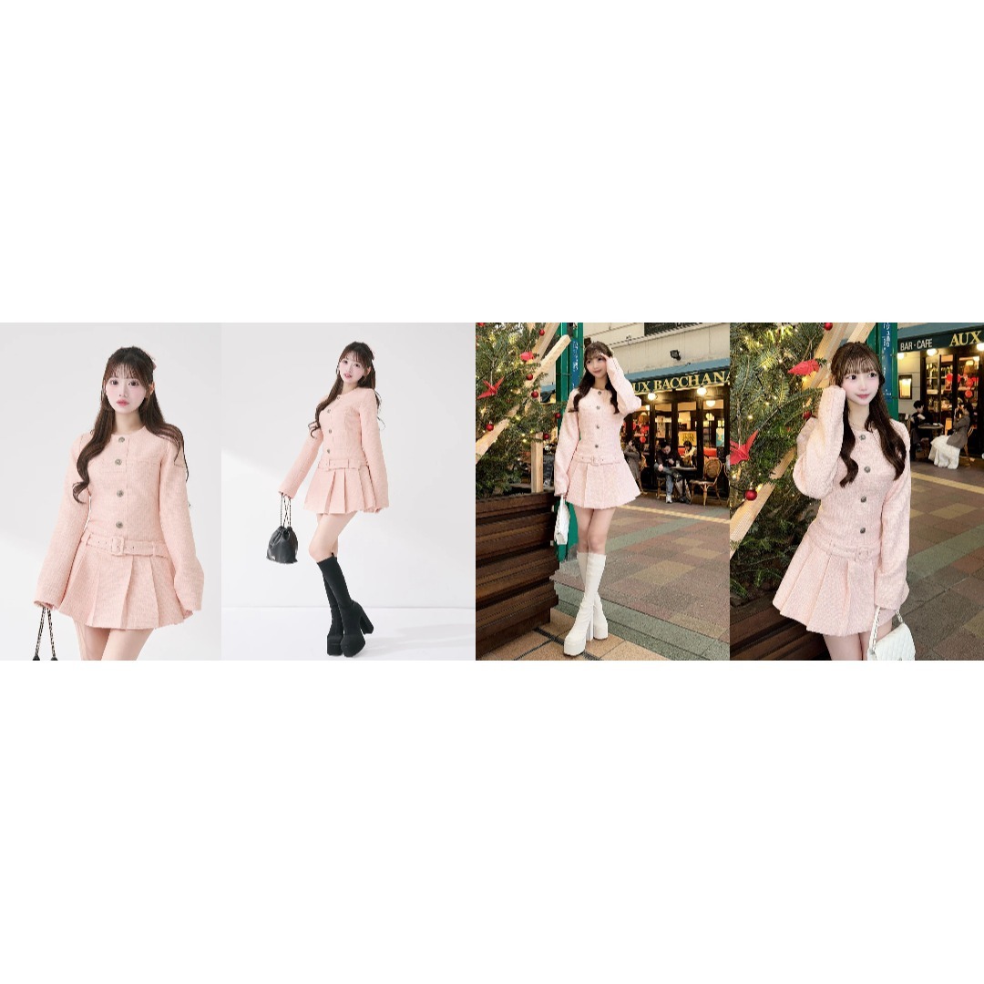 Darich - ダーリッチ darich ボックスプリーツツイードミニワンピース