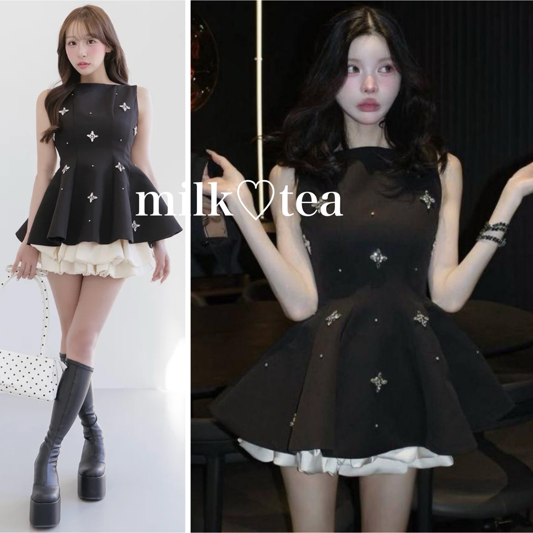 Darich - 新品タグ付 ダーリッチ ビジューフレアバルーンミニドレス