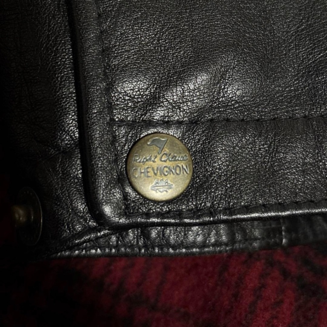 CHEVIGNON - 極上80s CHEVIGNON裏地チェック柄レザージャケットカー