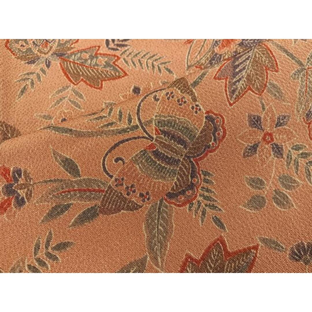 平和屋着物□上質な小紋 更紗花蝶文 鬼しぼ縮緬 正絹 逸品 BAAW6710mz