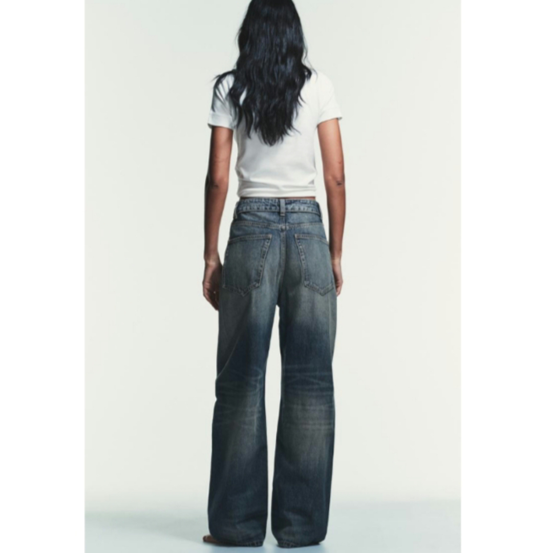 ZARA - 完売品 ZARA TRF ミッドライズ折り返しウエストデニムパンツ 34