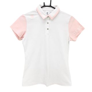 DESCENTE - 【美品】デサントゴルフ 半袖ポロシャツ 白×ピンク 肩ロゴ