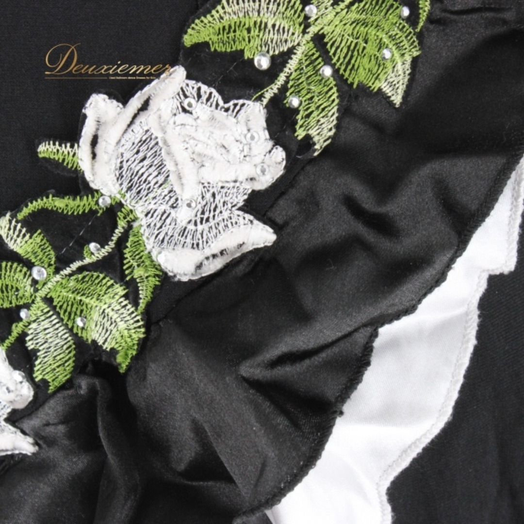 社交ダンス 衣装 ラテン ドレス ワンピース パーティ衣装 緑 黒 白