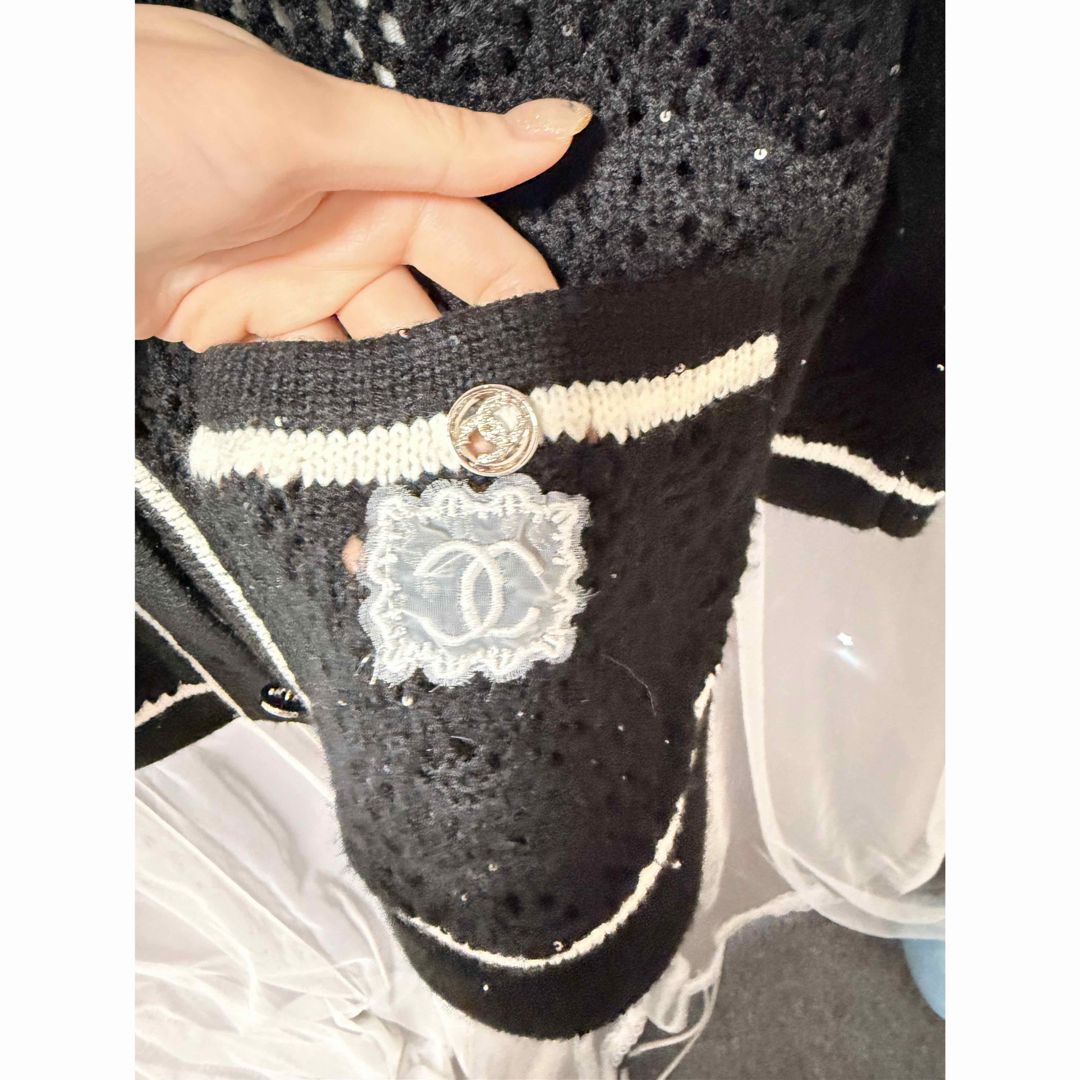 CHANEL - シャネル 透かし編みニット トップス ココマーク レディース