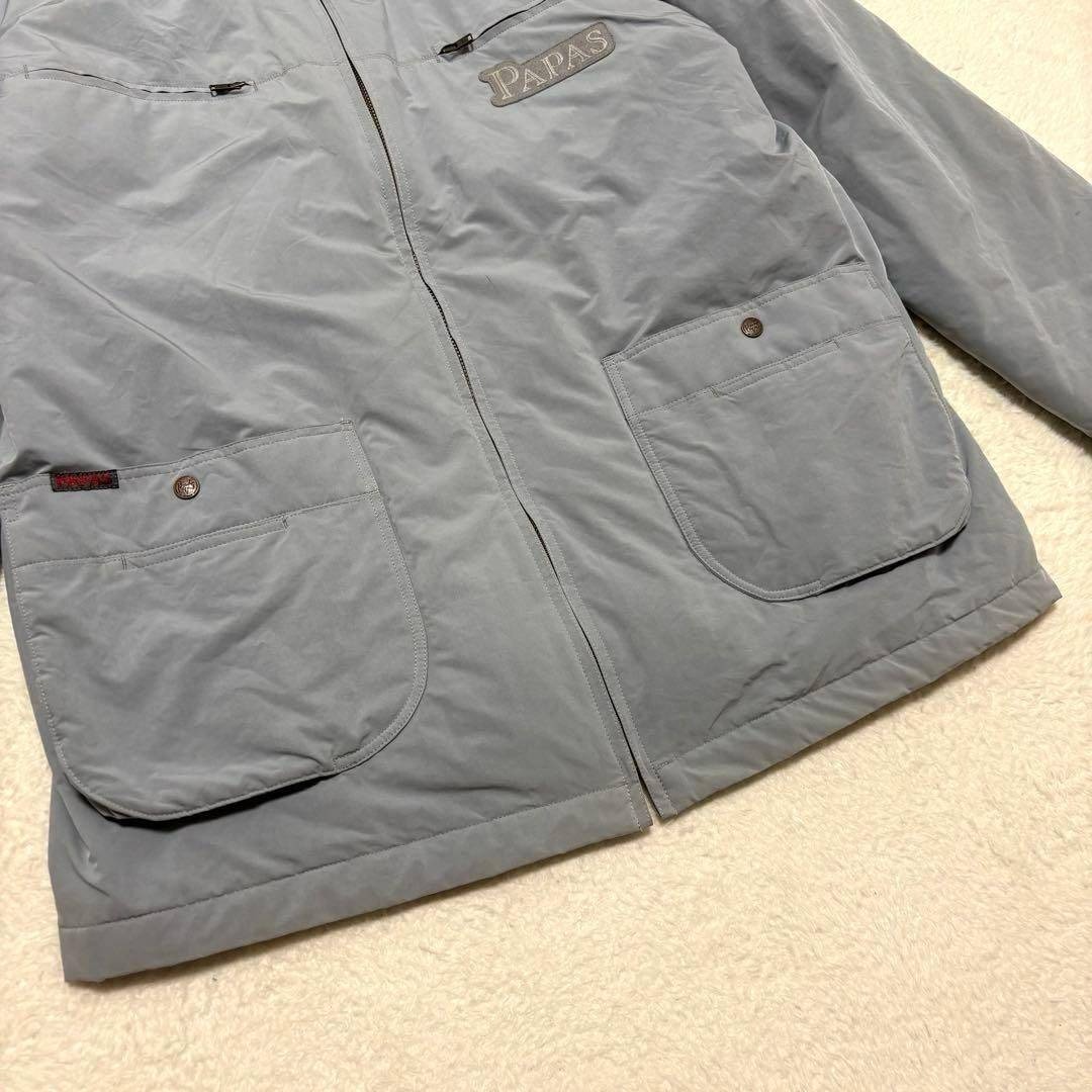 希少 PAPAS ダウンジャケット パパスベア柄 ロゴ刺繍 ライトブルー