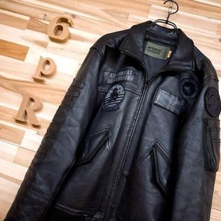 AVIREX - AVIREX激レア革ジャン☆本革スタジャンブルー鮫ワッペンの