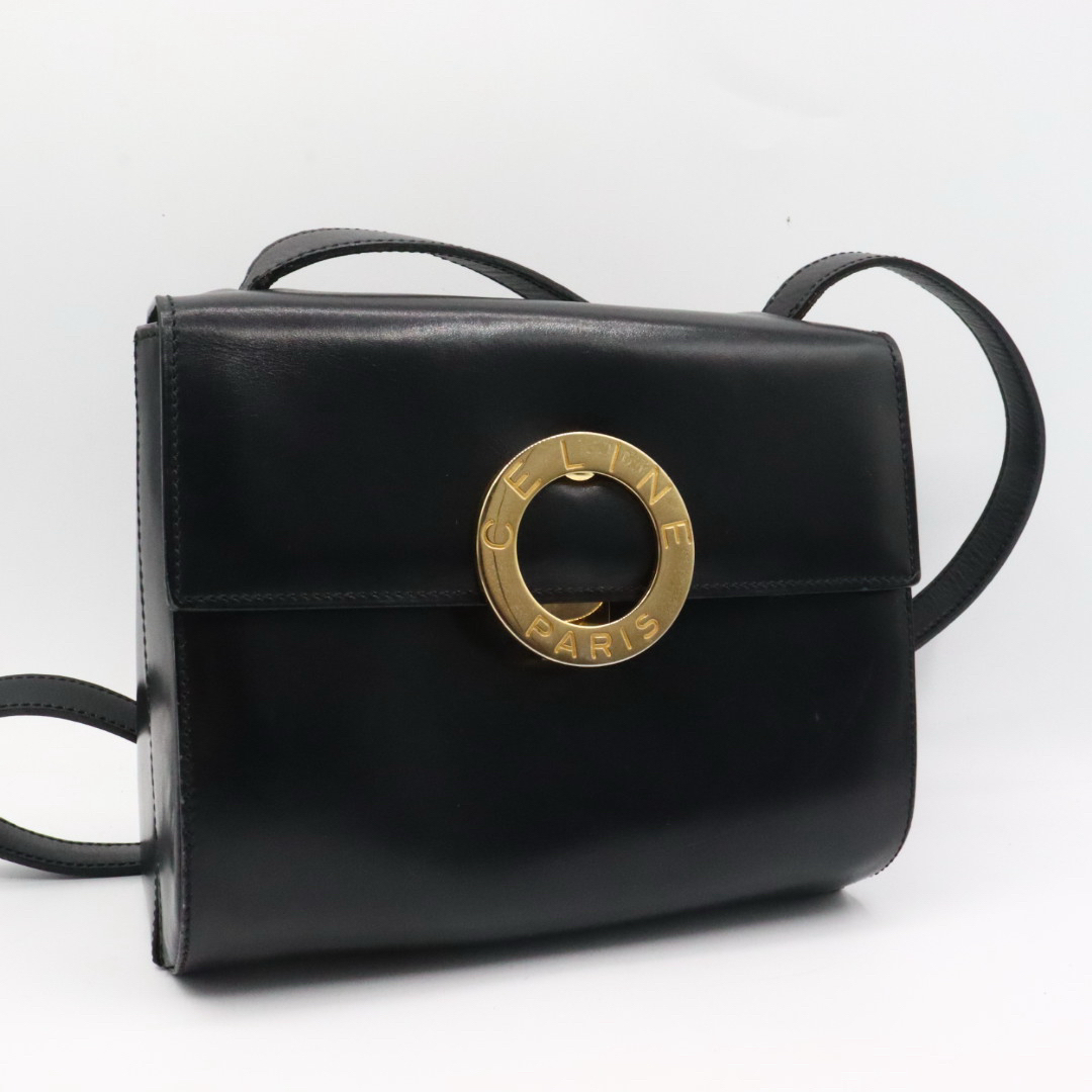 CELINE - 美品 セリーヌ レザー サークルロゴ ショルダーバッグ