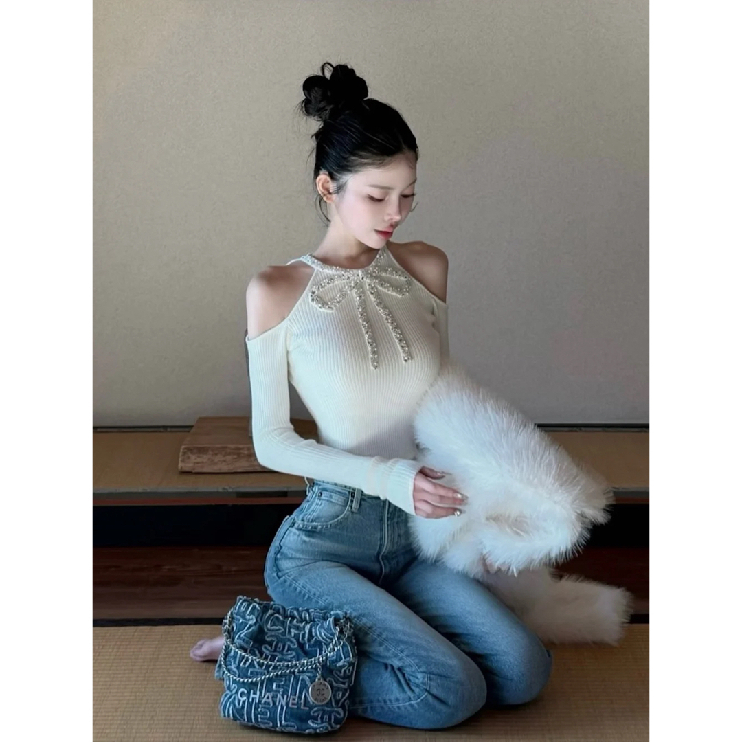 Darich - 新品タグ付き ダーリッチ リボンビジューアメスリニット