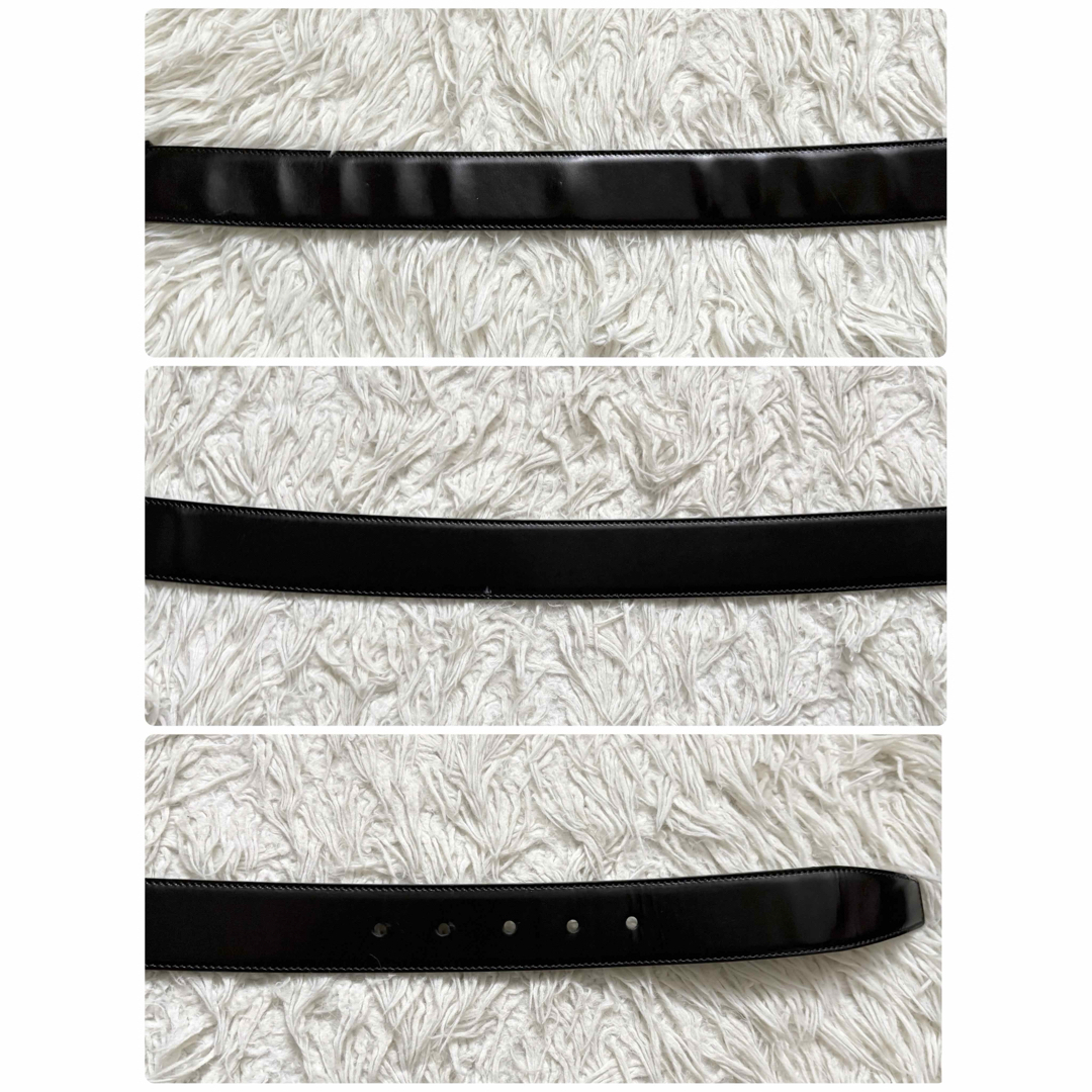 良品 PRADA プラダ レザーベルト 機関車プレート 05379 黒 銀