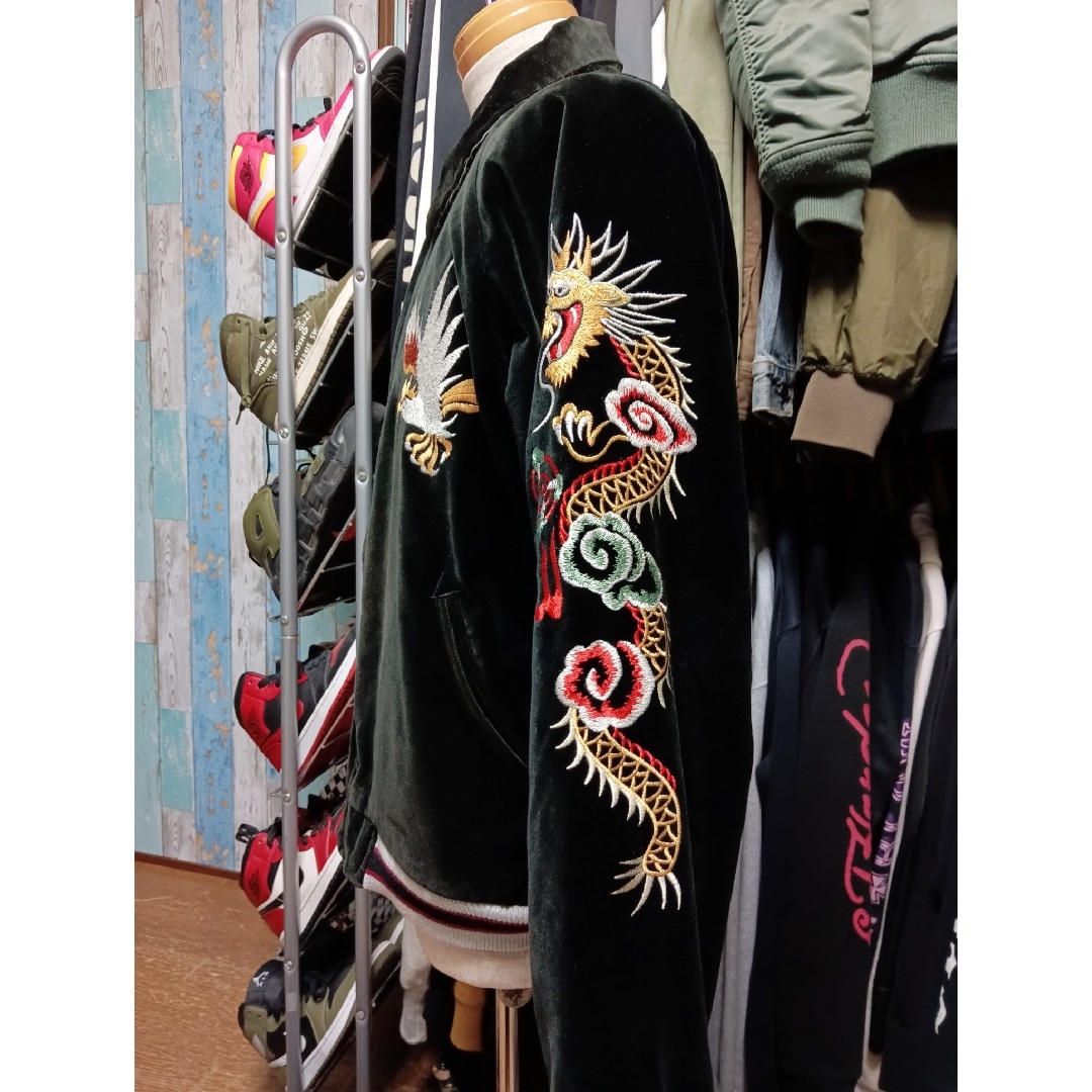 VINTAGE - ヴィンテージ 別珍 リバーシブルスカジャン 沖縄地図 鷲刺繍