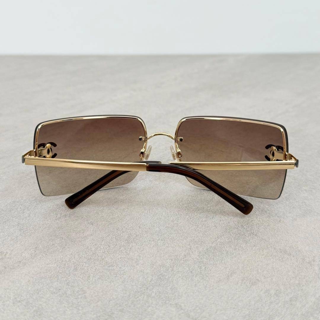 CHANEL - 美品 CHANEL サングラス リムレス 4092-D ブラウン ライン