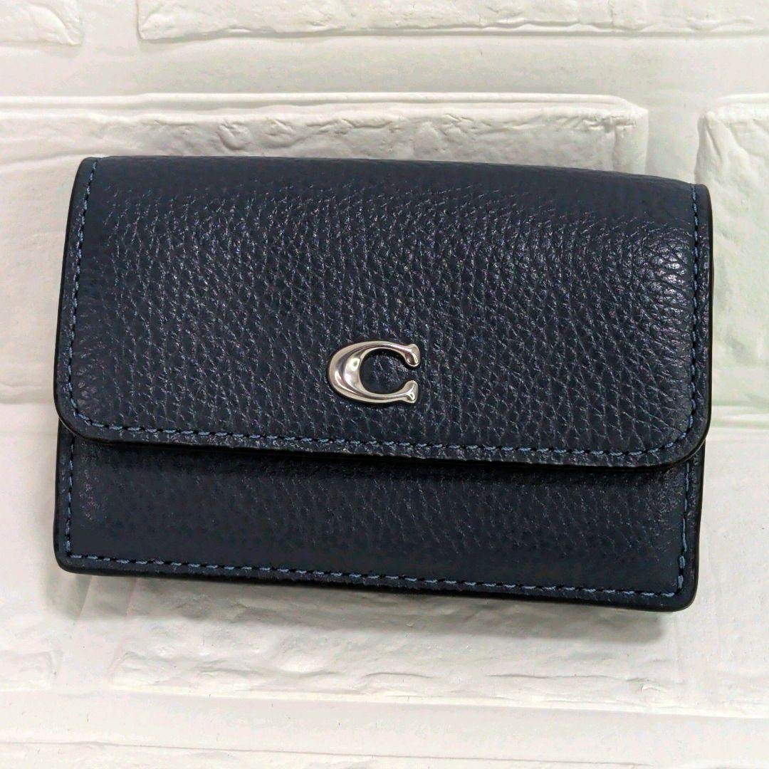 未使用級✨️ 現行 COACH ミニトライフォールドウォレット ネイビー